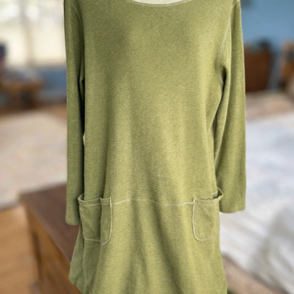 CHALET-Long Sleeve Cozy Tunic Dress, sage, Large. - Picture 4 of 8